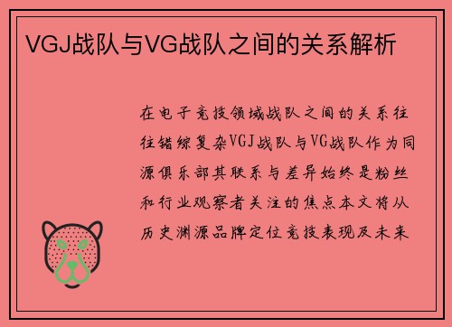 VGJ战队与VG战队之间的关系解析
