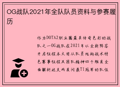 OG战队2021年全队队员资料与参赛履历